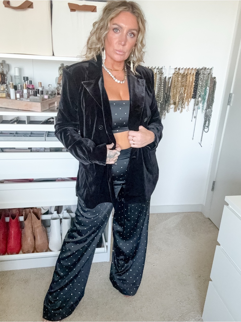 sofia by sofia vergara Black Velvet Double-Breasted Blazer